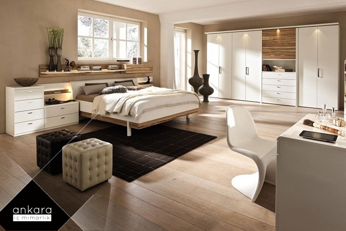 villa yatak odası için beyaz temalı dekorasyon