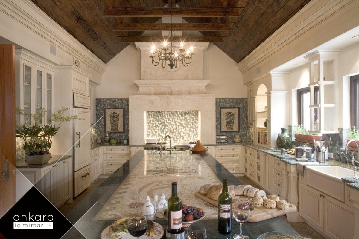 Retro tarzı villa mutfağı
