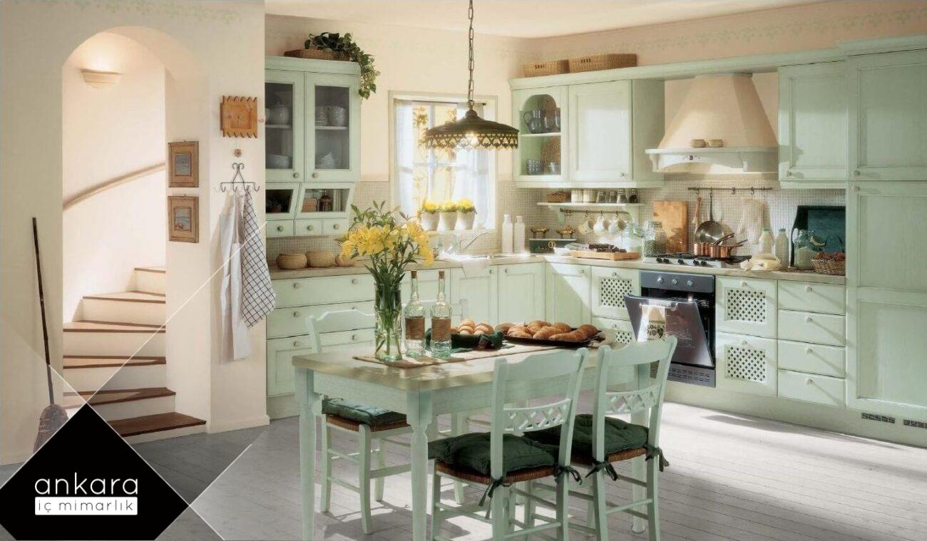 Retro tarzı villa mutfağı