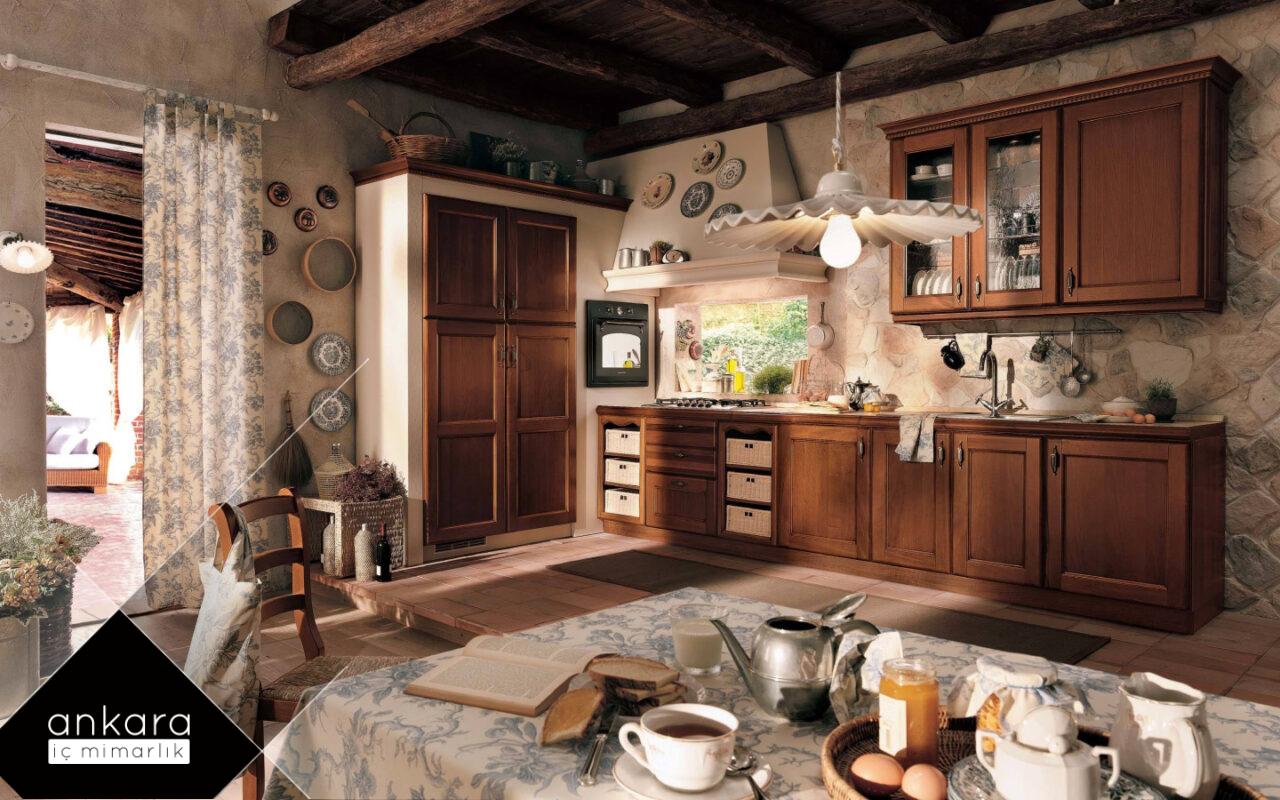 Retro tarzı villa mutfağı