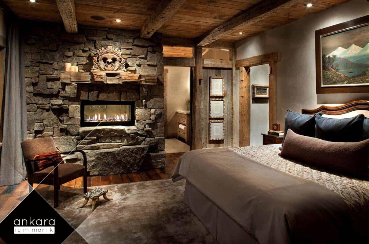 villa yatak odası tasarımında doğal unsurlar