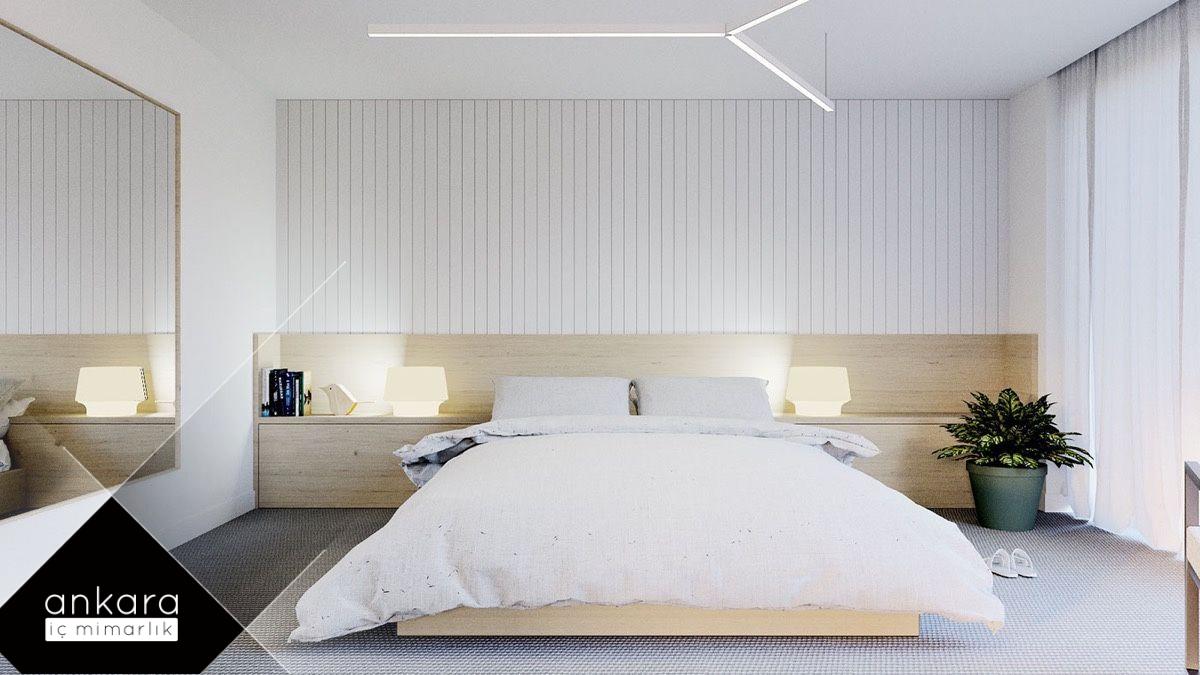 villa yatak odası için beyaz temalı dekorasyon