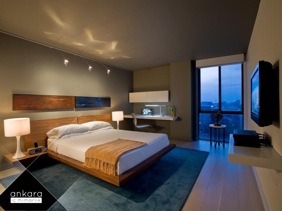 villa yatak odası tasarımında yalın çizgiler