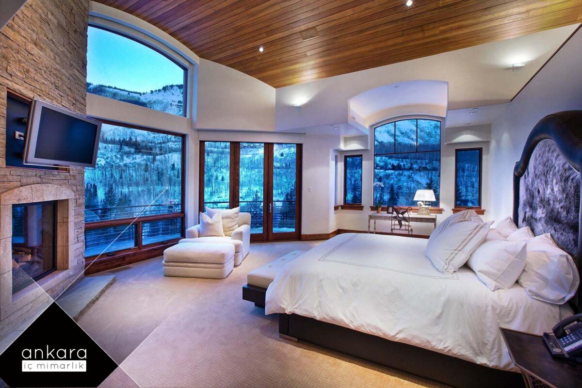 Villa yatak odası dekorasyonunda ana ilkeler