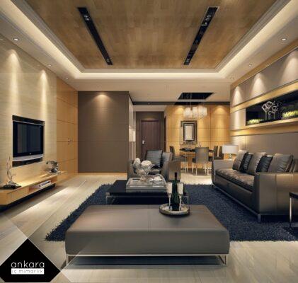 Çağdaş ve Şık Villa Salon İç Mekan Düzenlemeleri