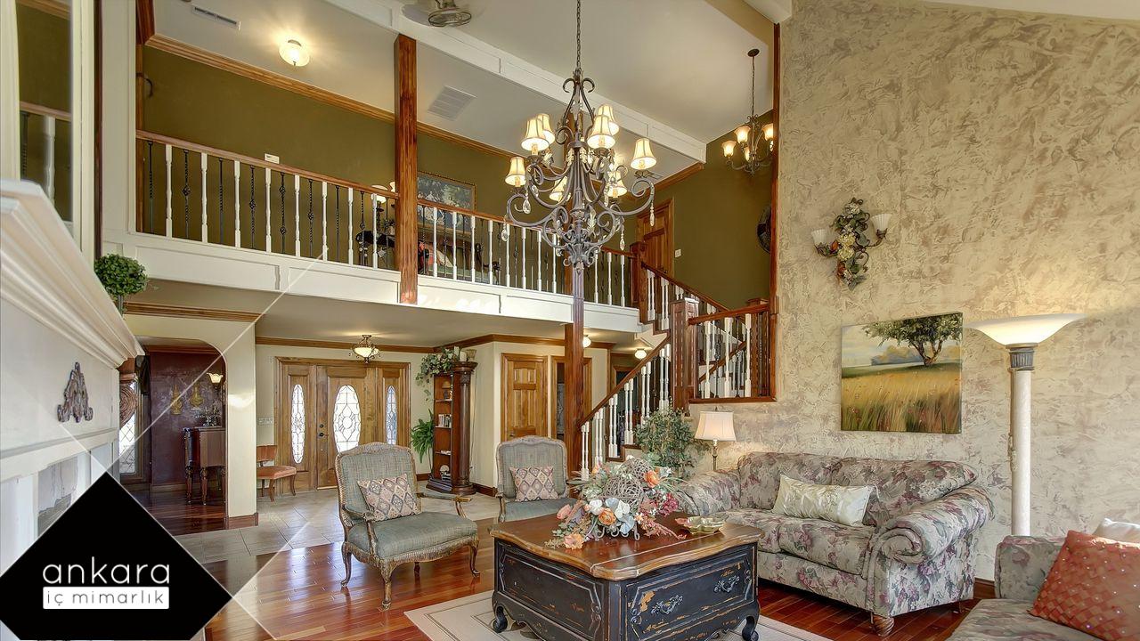 Vintage tarzda salon iç mimarlık detayları